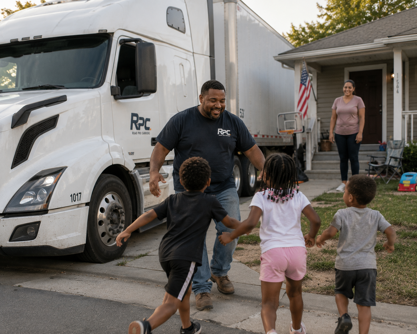 Professional driver reunited with his family